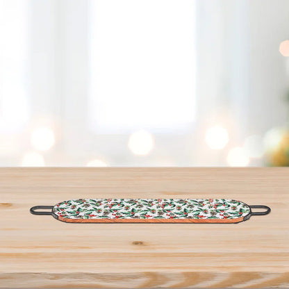 Enameled Acacia Wood Oval Board With Handle (Holly Berries)