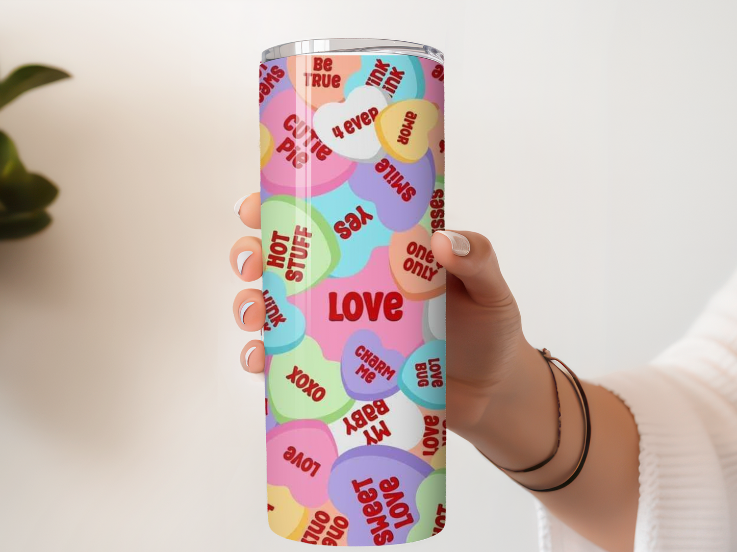 Valentines Day Heart Candy Insulated Tumbler With Straw