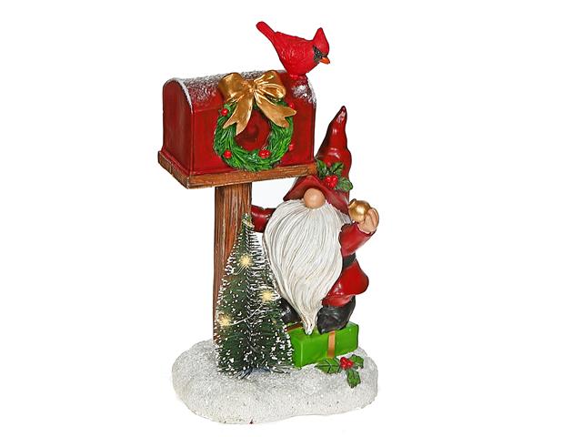 Polyresin Led Gnome With Mailbox