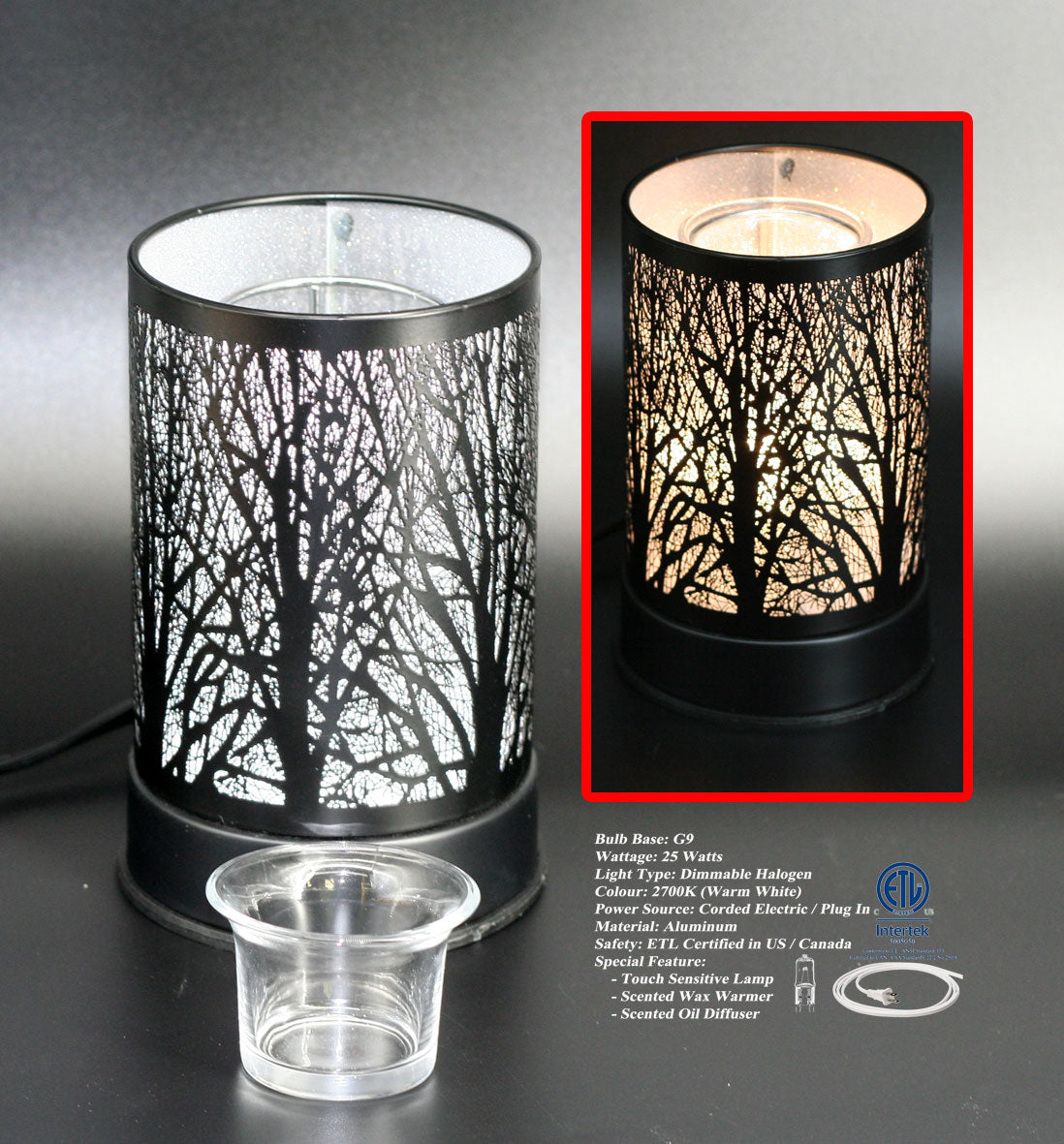 Touch Sensor Lamp – Black Forest W/ Wax Holder