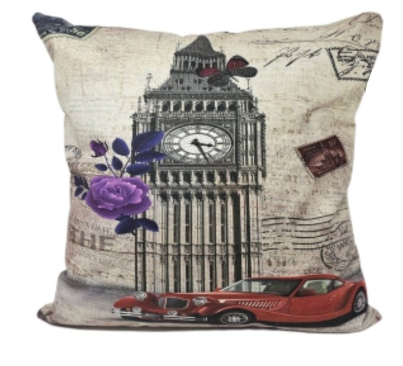 Pillow with Red Car and Tower