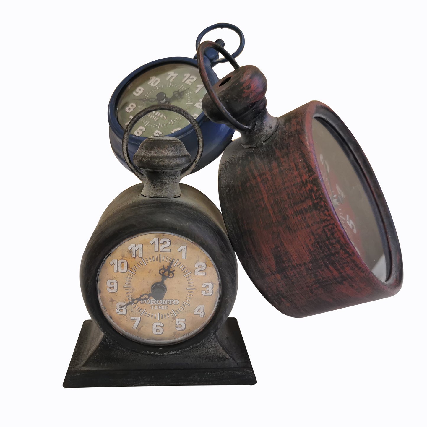 Triple Time Zone Table Clock - Toronto, London and Paris