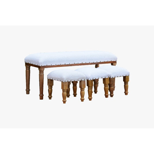 4 Piece Wood Bench And Stools Set (Diamond)