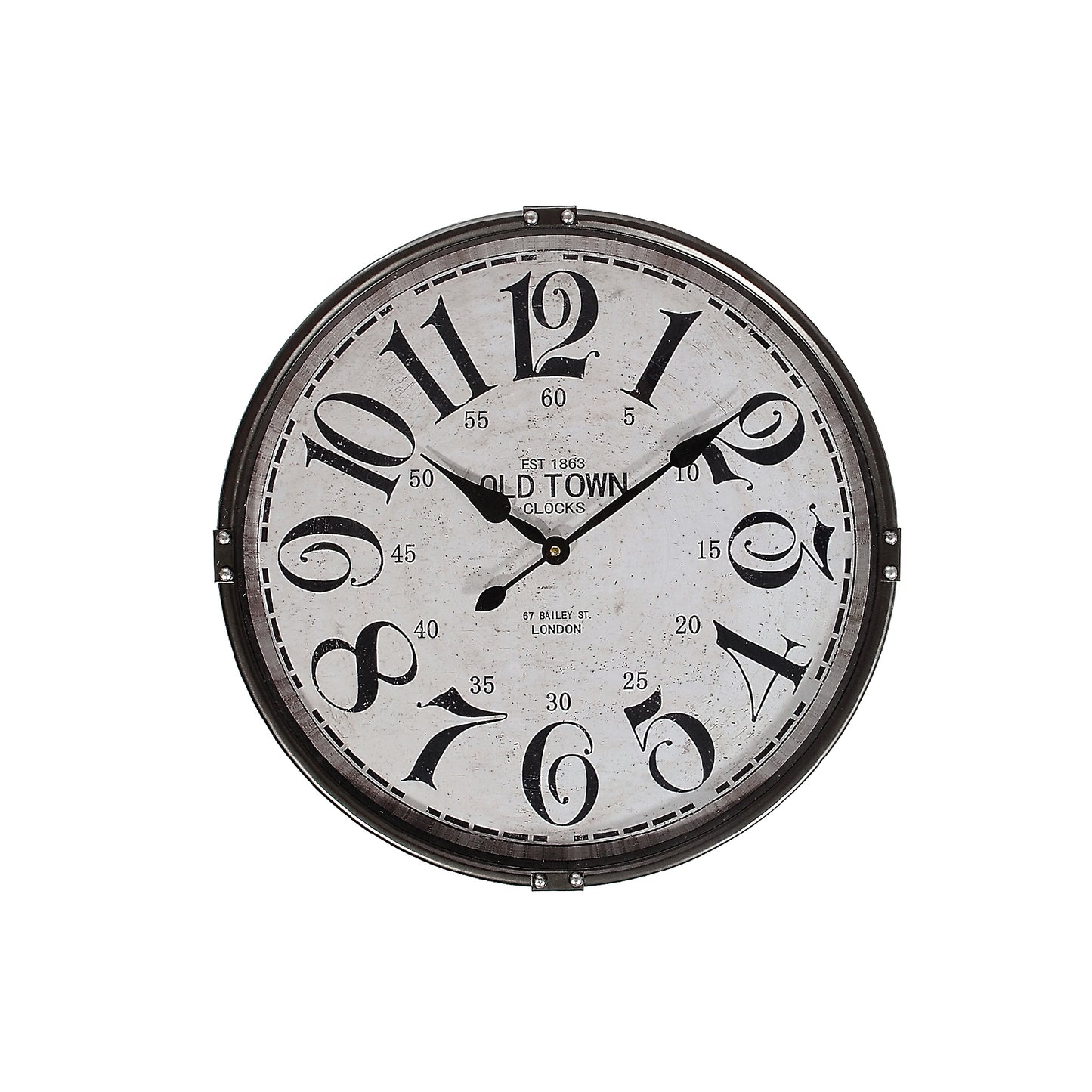 Round Metal Wall Clock With Glass (Charcoal) (21" Dia)
