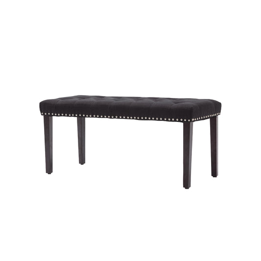 Cabara Tufted Fabric Bench (Black)