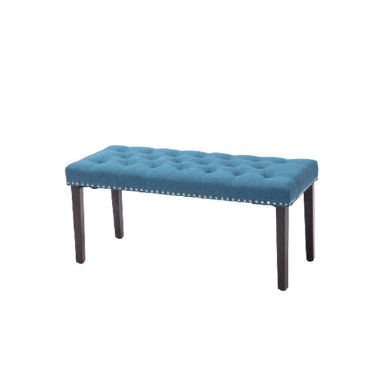 Cabara Tufted Fabric Bench (Blue)