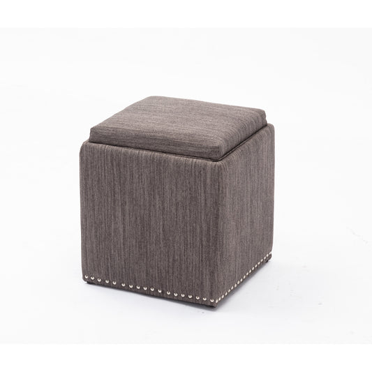 Chase Fabric Ottoman With Flip Tray Lid (Charcoal Gray)