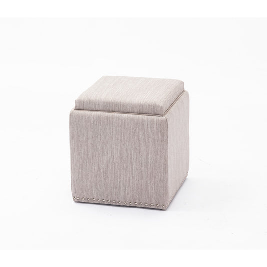 Chase Fabric Ottoman With Flip Tray Lid (Light Gray)