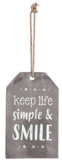 Keep Life Simple Cement Hanging Tag