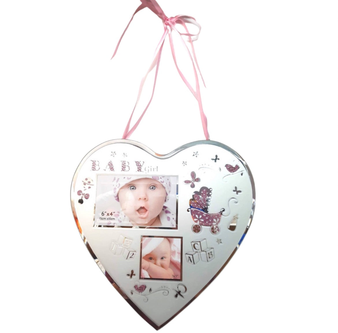 Frosted Glass Heart Picture Frames With Ribbon - Available in 2 Colours