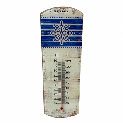 Nautical Thermometer With Ship Wheel