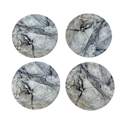 Dark Finish Marble Round Coasters - Set of 4