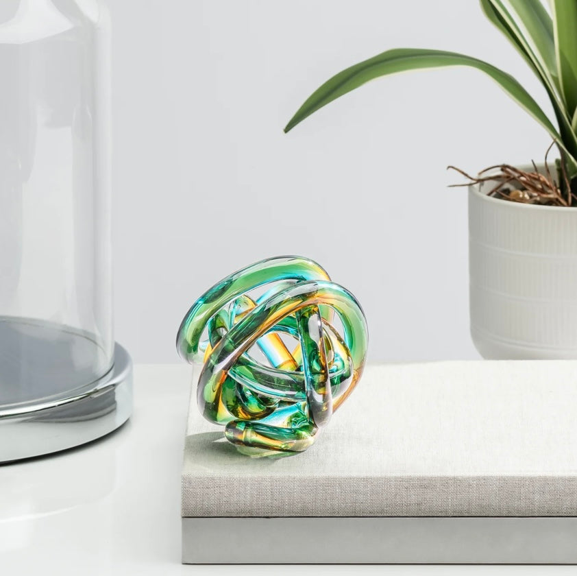 Orbit Glass Knot Decor Ball - Ombre Ocean Sunset - Available in 2 Sizes