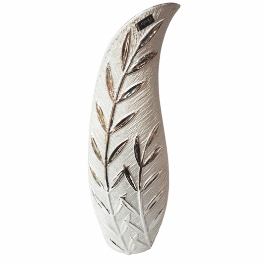 Silver Ceramic Leaf Vase