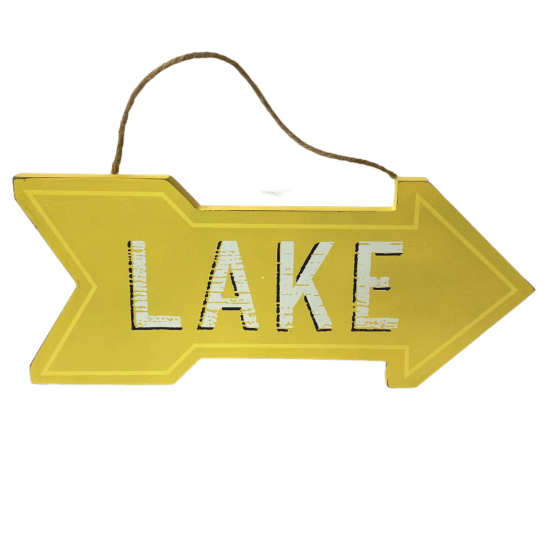 Yellow Wooden Hanging Lake Arrow