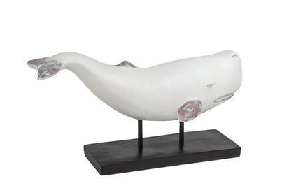 Whale Resin Decor Statue - White