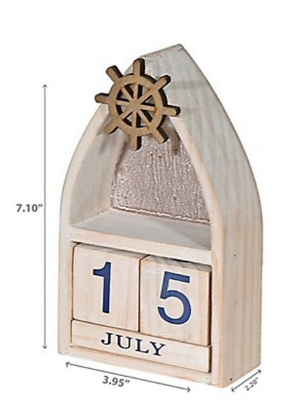 Boat With Ship Wheel And Calender