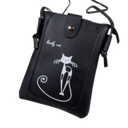 Cat Faux Leather Cellphone Bag - Available in 4 Assorted Colours