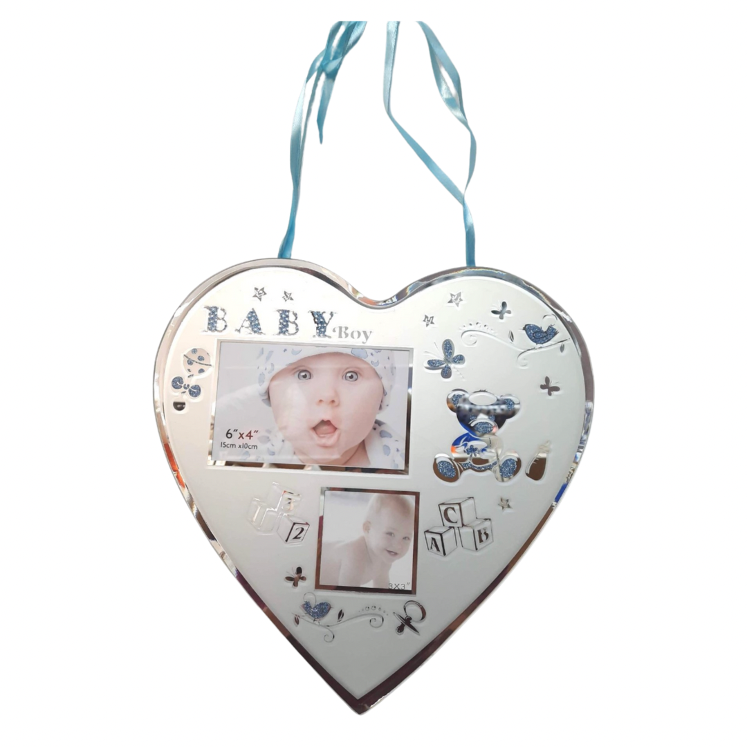 Frosted Glass Heart Picture Frames With Ribbon - Available in 2 Colours