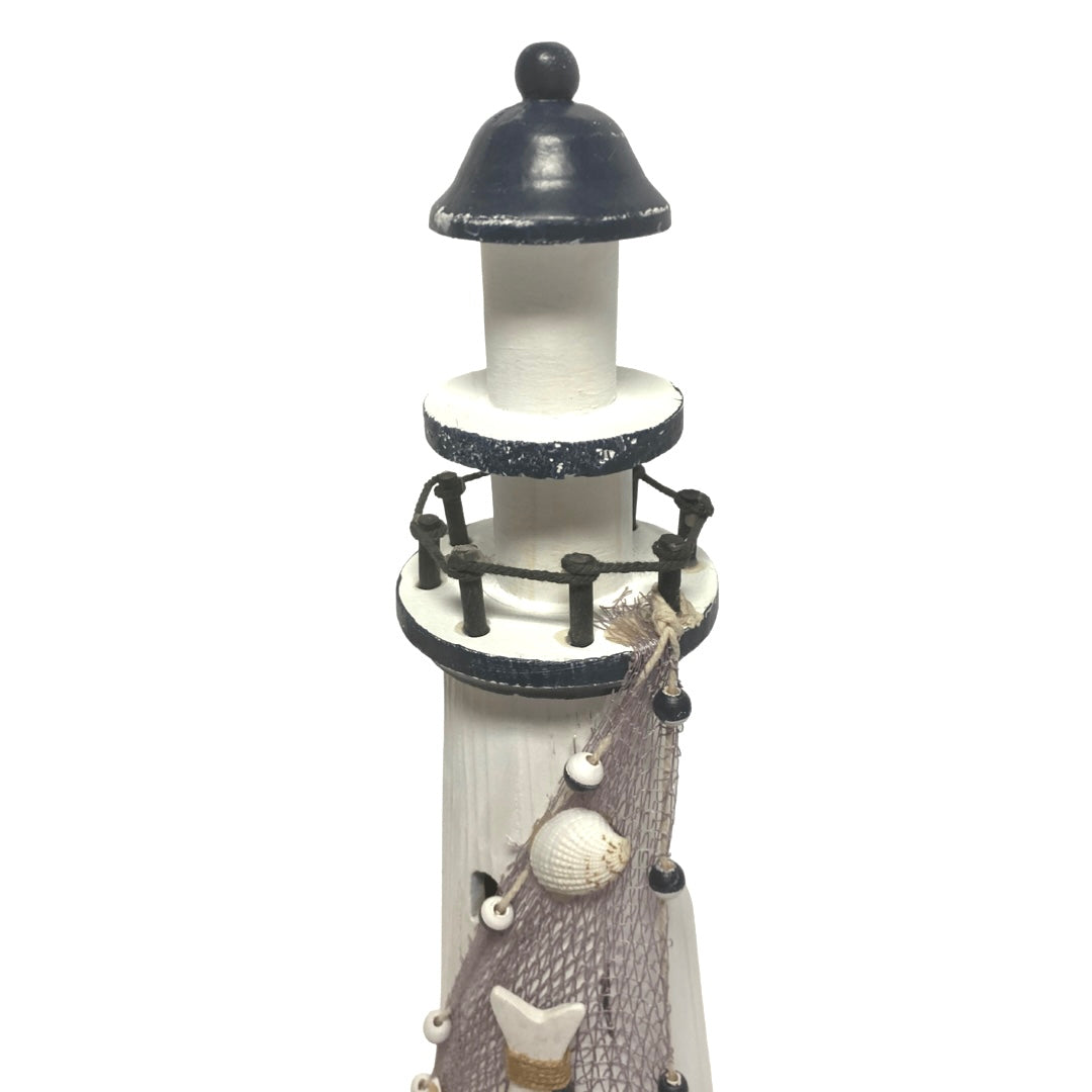 Navy Blue Lighthouse With Fish & Shells