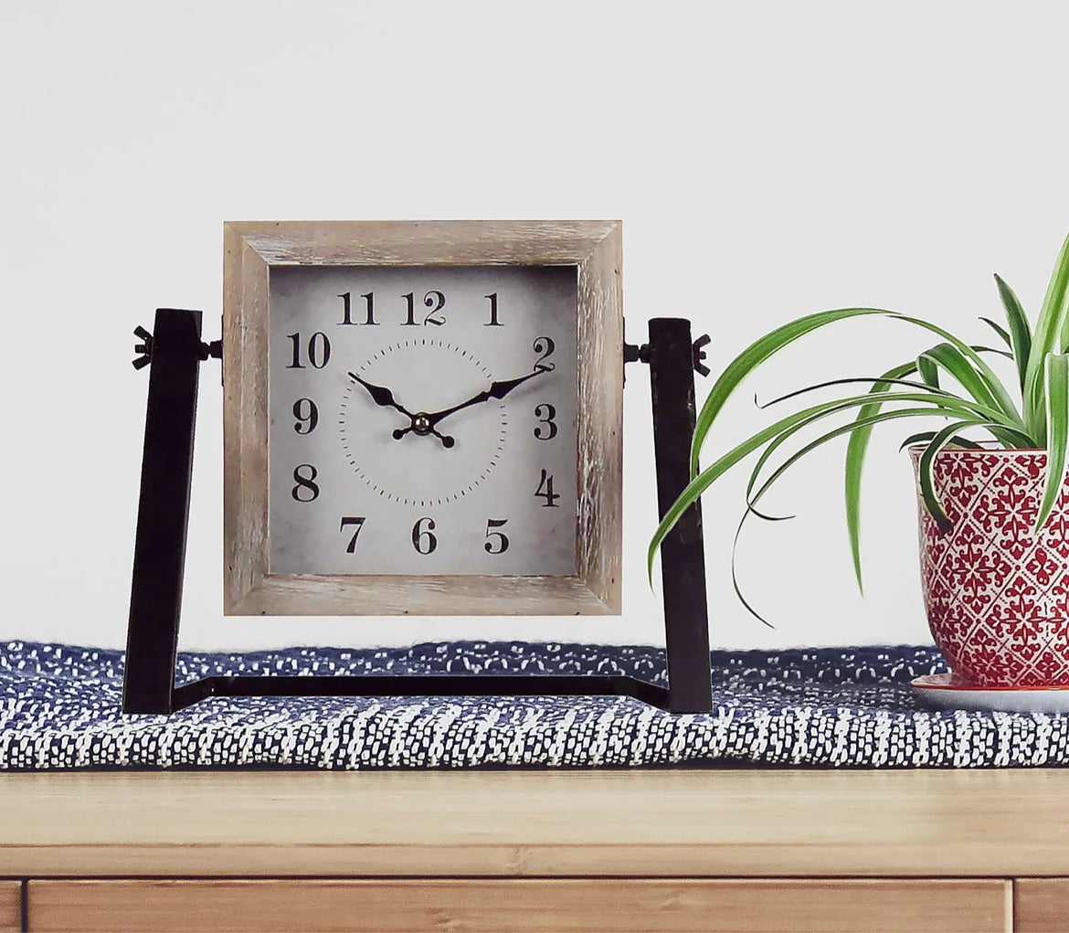 Square Wood Table Clock | Decorative Table Top Clocks Windsor