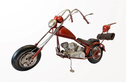 metal red chopper motorcycle