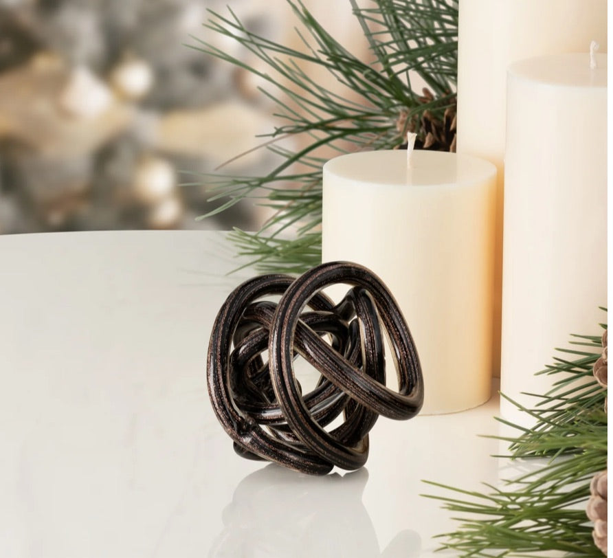 Orbit Glass Knot Decor Ball - Gold Metallic Black - Available in 2 Sizes