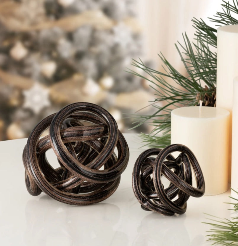 Orbit Glass Knot Decor Ball - Gold Metallic Black - Available in 2 Sizes