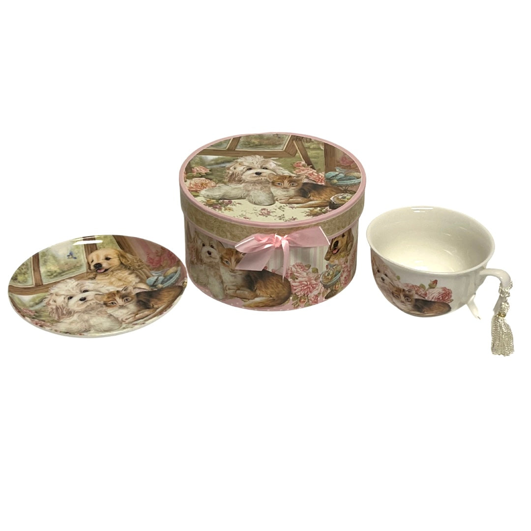 Dog & Cat Cappuccino/Saucer Gift Box Set