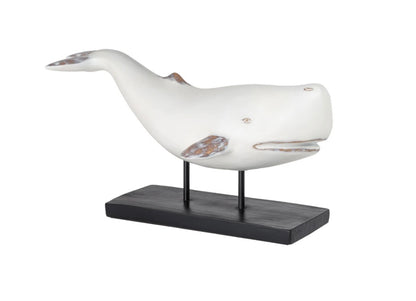 Whale Resin Decor Statue - White