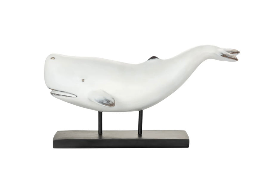 Whale Resin Decor Statue - White