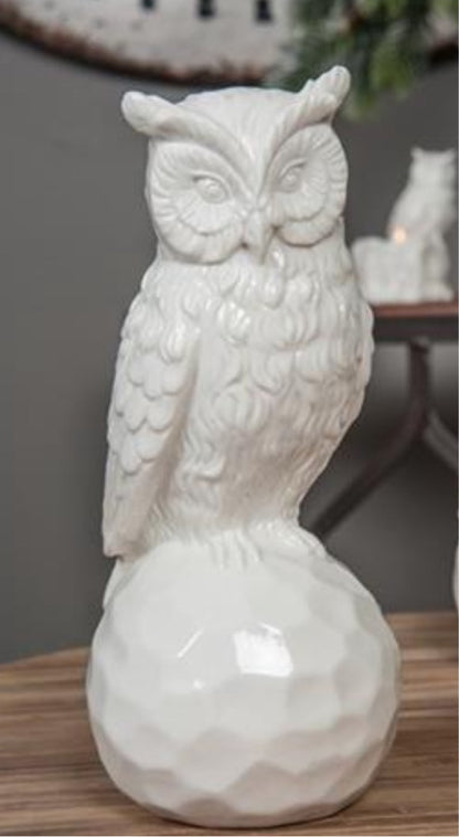 8” Ceramic White Owl