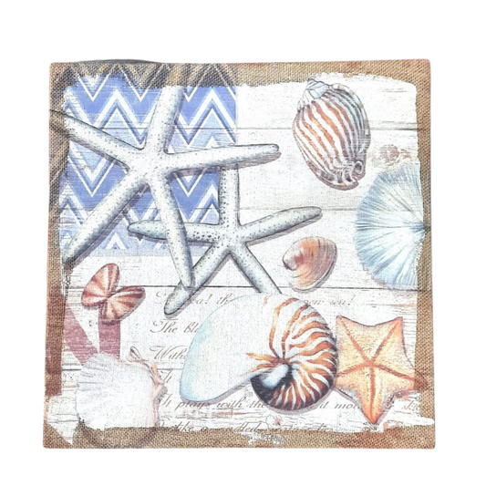 Starfish & Shell Burlap Sign - Imperial Gifts And Decor