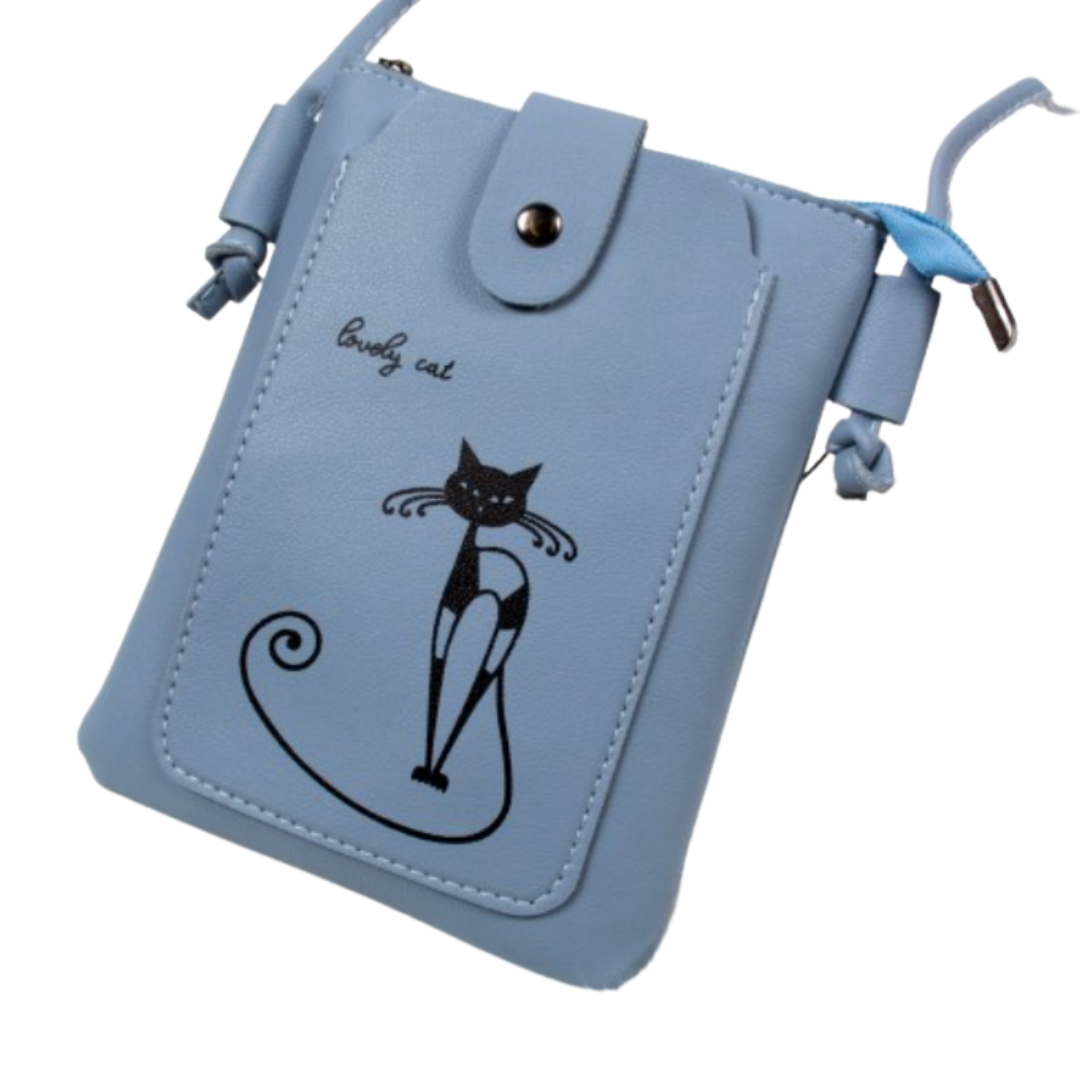 Cat Faux Leather Cellphone Bag - Available in 4 Assorted Colours