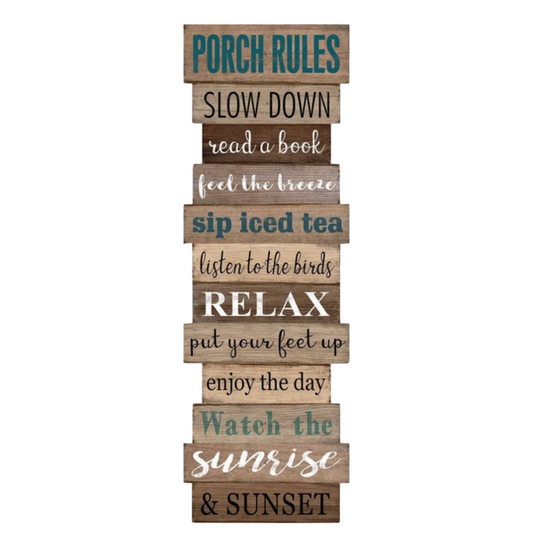Porch Rules Vintage Wooden Sign