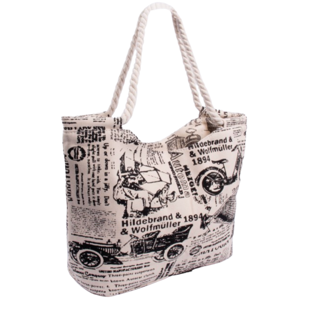 Newspaper Print Canvas Tote Bag