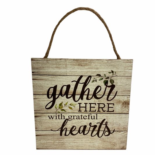 Gather Here Wooden Hanging Sign