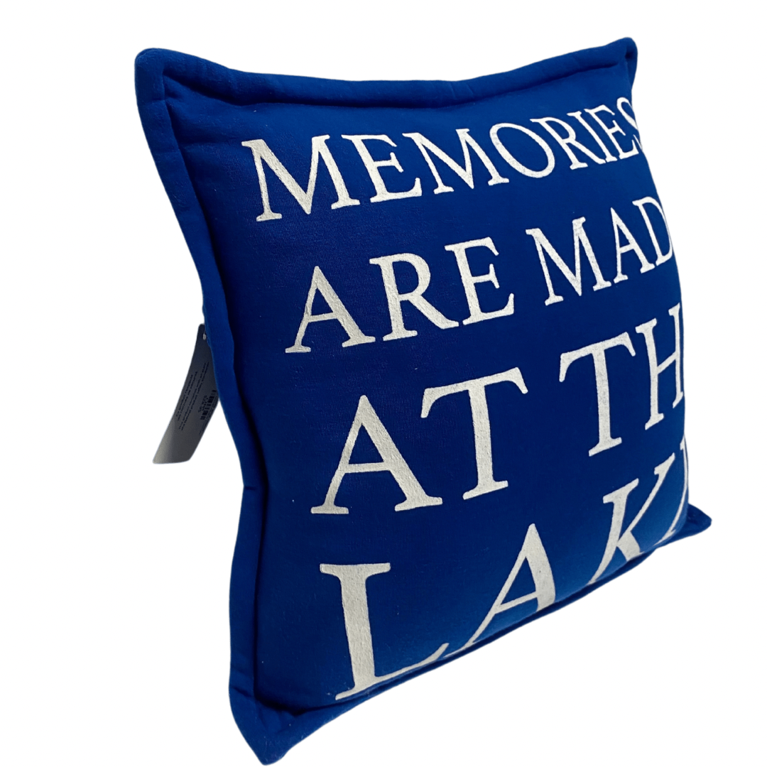 Memories Are Made At The Lake Blue Pillow
