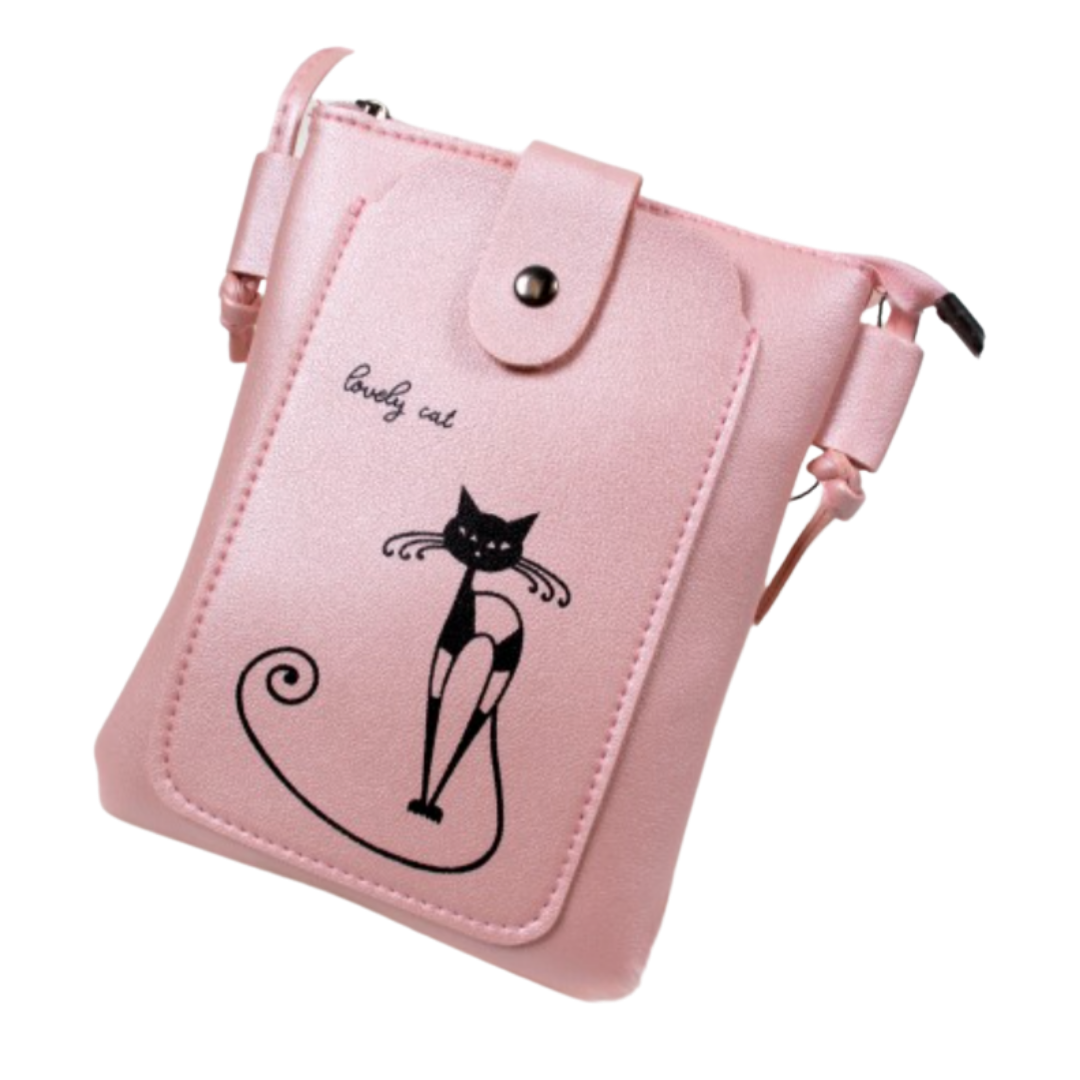 Cat Faux Leather Cellphone Bag - Available in 4 Assorted Colours