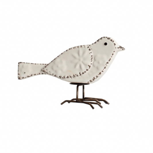 White Metal Bird Table Decor