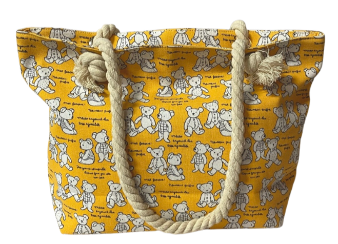 Yellow Teddy Bear Shoulder Tote Bag