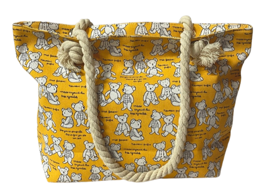 Yellow Teddy Bear Shoulder Tote Bag