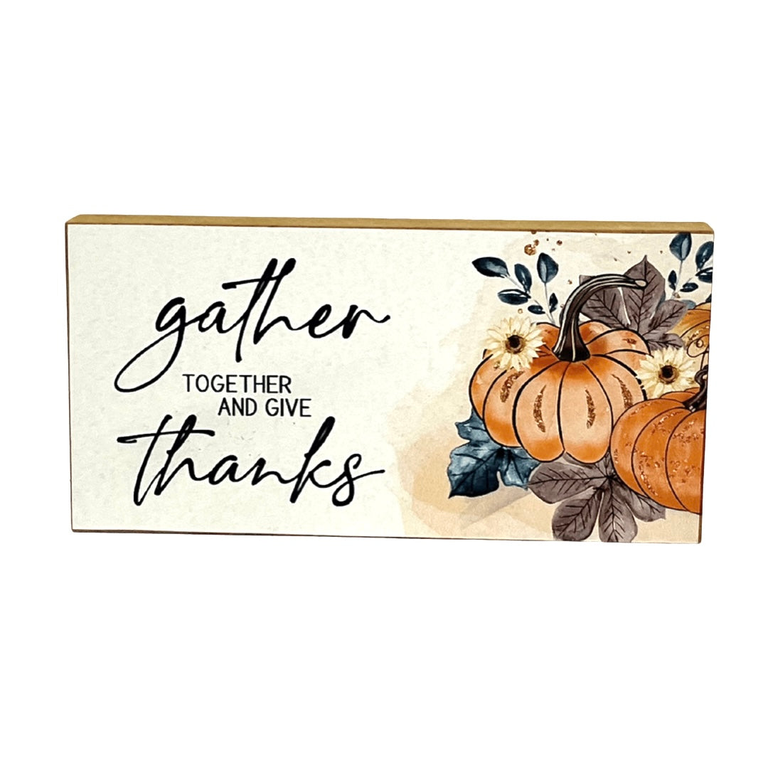 Gather & Give Thanks Wooden Block