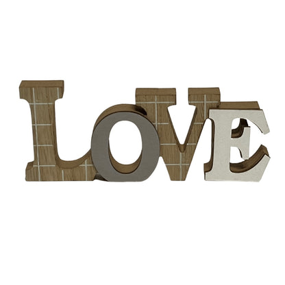 Wooden Love Decor in Grey & Natural