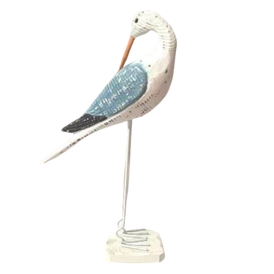 Blue & White Wooden Bird - Imperial Gifts And Decor