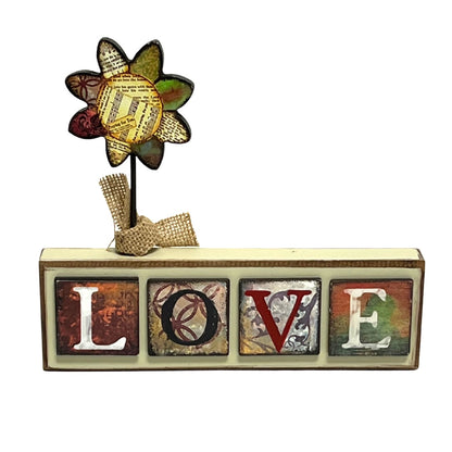 Table Word Block With Flower - Available in 3 Styles
