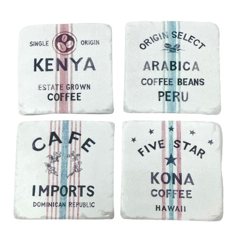 Coffee Import Coaster Set - Set Of 4