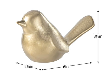 Lilo Dimpled Ceramic Bird Decor Sculpture - Gold