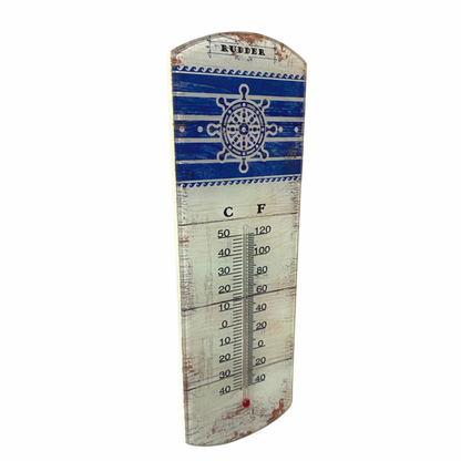 Nautical Thermometer With Ship Wheel