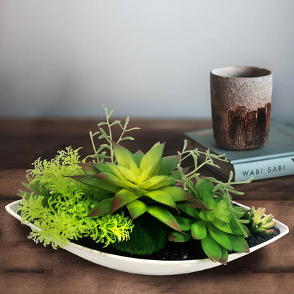 Bowl Planter with Artificial Plants